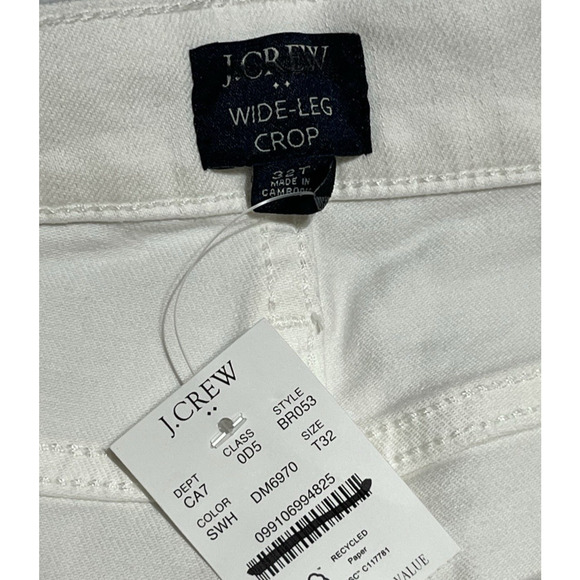 J Crew Factory Wide Leg Cop Jean Womens 32T Tall White Denim High Rise Raw Hem - Picture 7 of 9